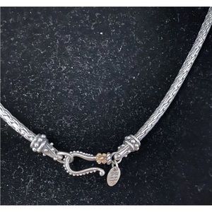 Barbara Bixby SS & 18K Foxtail Wheat Chain Omega Style Necklace RARE